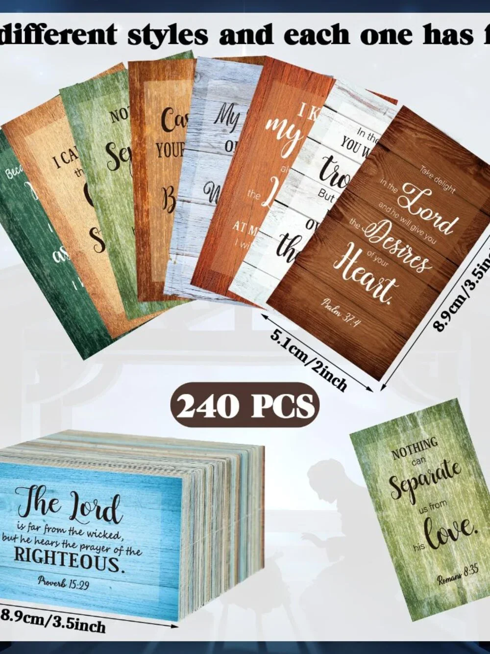 Estune 240 Pcs Bible Verse Cards with Full Scripture Bulk Mini Prayer Cards Wome
